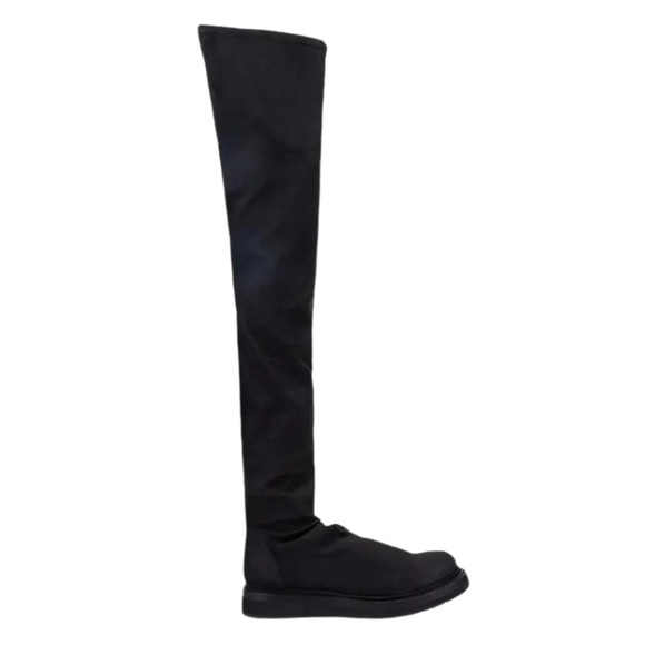 BNIB AUTHENTIC RICK OWENS BLACK LEATHER OVER THE KNEE BOOT - Picture 14 of 16